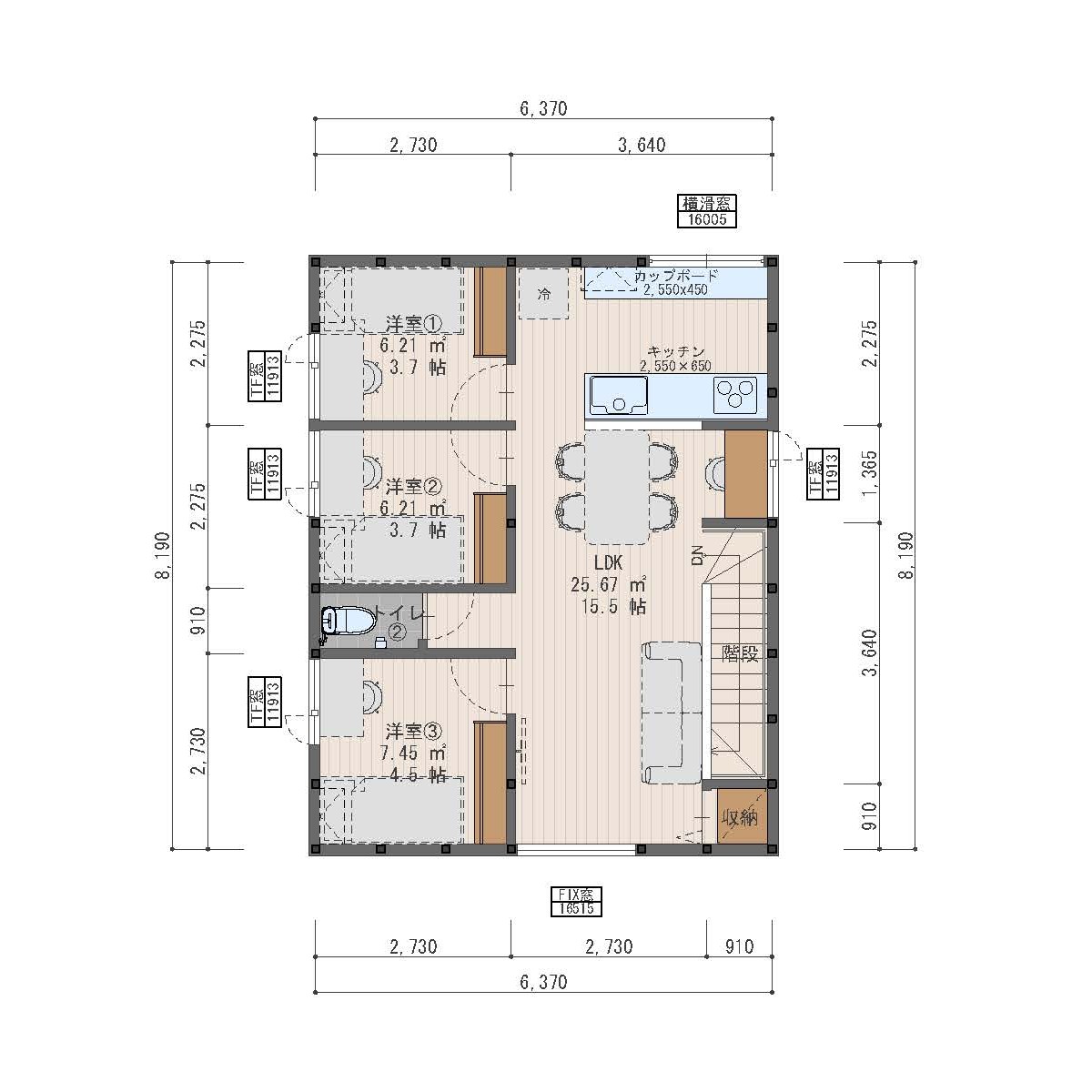 2,000万円台プラン間取り図2階